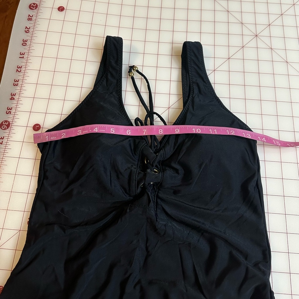 Mossimo Size Medium Boho Tie Up Black Basic V Nec… - image 6